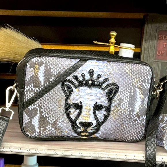 Crossbody one of a kind PYTHON HANDBAG GOLDEN GOOSE LOOK ALIKE STYLE - Picture 2 of 9